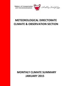 METEOROLOGICAL DIRECTORATE CLIMATE & OBSERVATION SECTION MONTHLY CLIMATE SUMMARY JANUARY 2015