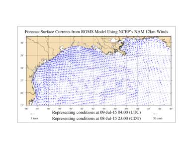 Forecast Surface Currents from ROMS Model Using NCEP’s NAM 12km Winds 30˚ 29˚  28˚