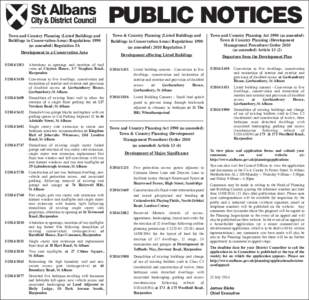 PUBLIC NOTICES Town and Country Planning (Listed Buildings and Buildings in Conservation Areas) Regulations[removed]as amended) Regulation 5A Development in a Conservation Area[removed]