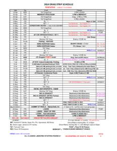 2014 DRAG STRIP SCHEDULE TENTATIVE - SUBJECT TO CHANGE  Date