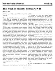 World Socialist Web Site  wsws.org This week in history: February[removed]February 2015