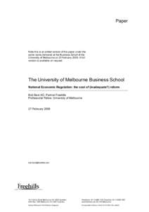 Competition law / Economics of regulation / Public administration / Economics / Australian Competition and Consumer Commission / National Competition Policy / Government / Competition Commission / Australian Competition and Consumer Commission v Baxter Healthcare / Monopoly / Australia / Competition and Consumer Act