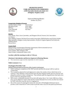 ARLINGTON COUNTY PARK AND RECREATION COMMISSION 2100 Clarendon Boulevard, Suite 414 Arlington, Virginia[removed]Approved Meeting Minutes