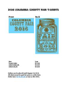 2106 Columbia county fair t-shirts Front Back  Size