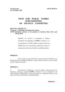 For discussion on 21 October 1998 PWSC[removed]ITEM FOR PUBLIC WORKS