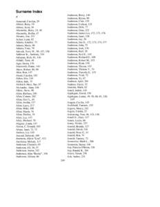 Surname Index Anderson, Betsy, 140 Anderson, Bryan, 90 Anderson, Clair, 135 Anderson, Colleen, 125 Anderson, Debi, 77