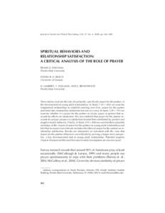 Journal of Social and Clinical Psychology, Vol. 27, No. 4, 2008, pp. 362–388 FINCHAM ET SPIRITUAL BEHAVIORS AL.