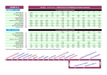 LIGNE 6.1  VILLELE >>>>>>>>>> SAINT-GILLES LES BAINS (par Chemin Summer) Du Lundi au Samedi (Sauf jours fériés)  MUSEE VILLELE