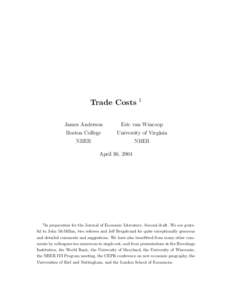 Trade Costs James Anderson Boston College NBER  1