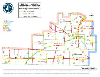 DISTRICT 7 - MANKATO 2013 PAVEMENT CONDITION Remaining Service Life (RSL) 67 