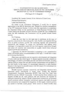 Check against delivery  /?;; DEPUTY FOREIGN MINISTER, HEAD OF THE VIETNAMESE & STATEMENT BY H.E MR. HAKIM NGOC,