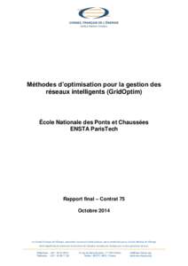 Méthodes d’optimisation pour la gestion des réseaux intelligents (GridOptim) École Nationale des Ponts et Chaussées ENSTA ParisTech