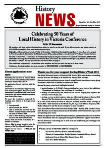 History  NEWS Issue No. 303 Nov-Dec 2012 Royal Historical Society of Victoria