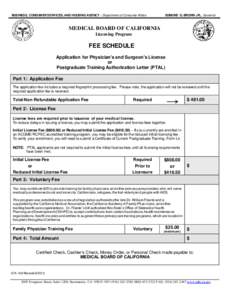 BUSINESS, CONSUMER SERVICES, AND HOUSING AGENCY - Department of Consumer Affairs  EDMUND G. BROWN JR., Governor MEDICAL BOARD OF CALIFORNIA Licensing Program