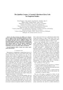 The Qualitas Corpus: A Curated Collection of Java Code for Empirical Studies ‡  Ewan Tempero∗, Craig Anslow§ , Jens Dietrich† , Ted Han∗ , Jing Li∗ ,