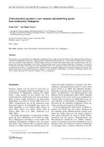 Mitt. Mus. Nat.kd. Berl., Zool. Reihe[removed]Supplement, 33–39 / DOI[removed]mmnz[removed]Plethodontohyla guentheri, a new montane microhylid frog species