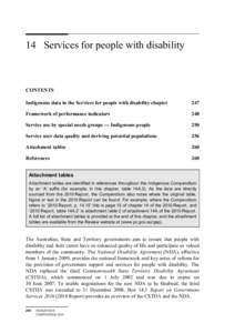 Chapter only - Chapter 14: Services for people with disability - Report on Government Services 2010: Indigenous Compendium