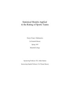 Statistical Models Applied to the Rating of Sports Teams