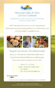 Hermosa Valley & View CSA Box Fundraiser A great way to support our school, local farming and your family’s health! HVPTO will receive 10% back from the total boxes purchased!