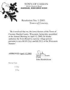 TOWN OF CASSIANChurch Road HARSHAW, WISCONSINResolution No