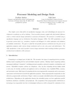 Processor Modeling and Design Tools Prabhat Mishra