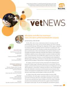 vetNEWS  Morris Animal Foundation is a nonprofit organization that improves the health and well-being of companion animals and wildlife by funding humane health studies and disseminating information about these studies.