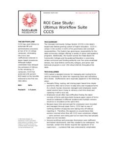 RESEARCH NOTE D92  ROI ANALYSIS YOU CAN TRUST T M ROI Case Study: Ultimus Workflow Suite