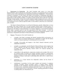 AUDIT COMMITTEE CHARTER  1. Requirements for Membership: The Audit Committee shall consist of at least three Directors/Trustees, each of whom has no relationship to the Fund or its management that may interfere with the 