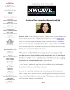 NWCAVE Board of Directors Michelle A. Bart President and Co-Founder  PRESS RELEASE