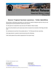 Microsoft Word - Market release - TC Laurence[removed]doc