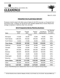 American Malting Barley Association, Inc.  GLEANINGS March 31, 2015