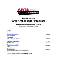 VSA Minnesota  Arts Ambassador Program Request Guidelines and Forms September 1, 2013– August 31, 2014