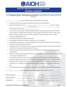 Microsoft Word - AES Post Grad Scholarship Award Agreement