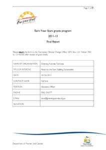 Page 1 of 9  Earn Your Stars grants programFinal Report
