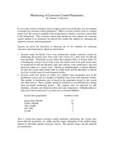 Monitoring of Corrosion Control Parameters