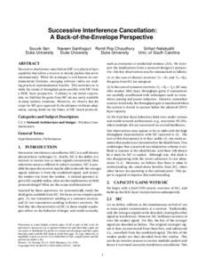 Successive Interference Cancellation: A Back-of-the-Envelope Perspective Souvik Sen Naveen Santhapuri Romit Roy Choudhury Srihari Nelakuditi Duke University