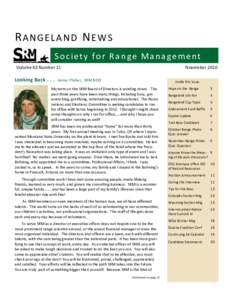 RANGELAND NEWS S o c i e t y fo r R a n g e M a n a g e m e n t Volume 63 Number 11 Looking Back . . .