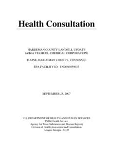 Health Consultation: Hardeman County Landfill update