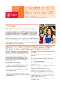 INSTITUTE FOR INNOVATION IN SCIENCE AND MATHEMATICS EDUCATION