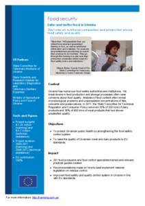 Food security Safer and better food in Ukraine  Strict rules on nutritional composition and production ensure food safety and quality   EU Partners 