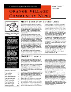 V o lu m e 8 , I s s u e 4  A Co m mu n i ty f o r a l l G e n e r a t i o n s[removed]ORANGE VILLAGE COMMUNITY NEWS