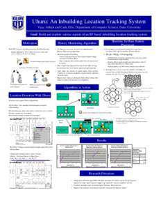 Uhuru: An Inbuilding Location Tracking System Vijay Abhijit and Carla Ellis, Department of Computer Science, Duke University Goal: Build and explore various aspects of an RF based inbuilding location tracking system Moti