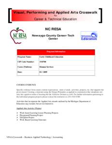 Visual, Performing and Applied Arts Crosswalk For Career & Technical Education NC RESA Newaygo County Career-Tech