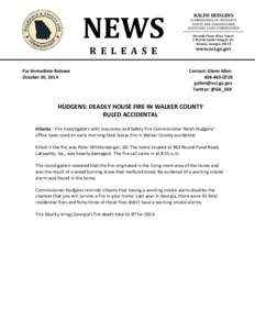 NEWS R E L E A S E For Immediate Release October 30, 2014