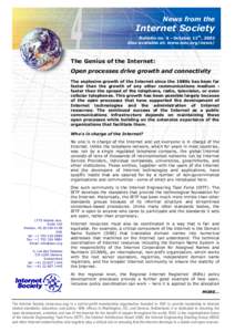 4  News from the Internet Society Bulletin no. 4 - October 11th, 2003