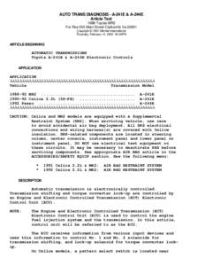 AUTO TRANS DIAGNOSIS - A-241E & A-244E Article Text 1988 Toyota MR2 For Rse 555 Main Street Clarksville Va[removed]Copyright © 1997 Mitchell International Thursday, February 14, [removed]:44PM