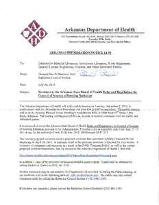 Arkansas Department of Health 4815 West Markham Street • Little Rock, Arkansas[removed] • Telephone[removed]G o v e r n o r M i k e Beebe Nathaniel Smith, M D , M P H , Director and State Health Officer  ARK