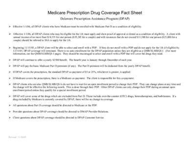 Beginning January 1, 2006, Medicare will begin providing prescription drug coverage through Medicare Prescription Drug Plans (