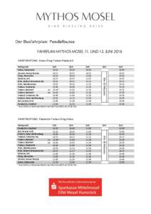 FAHRPLAN MYTHOS MOSEL 11. UND 12. JUNI 2016 FAHRTRICHTUNG: Erden-Ürzig-Traben-Pünderich Zeit 10:55 10:57 11:02