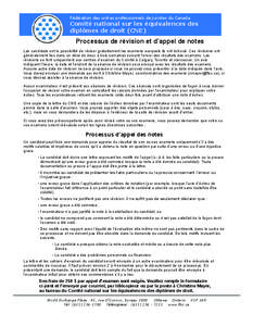 Fédération des ordres professionnels de juristes du Canada  Comité national sur les équivalences des diplômes de droit (CNE)  Processus de révision et d’appel de notes